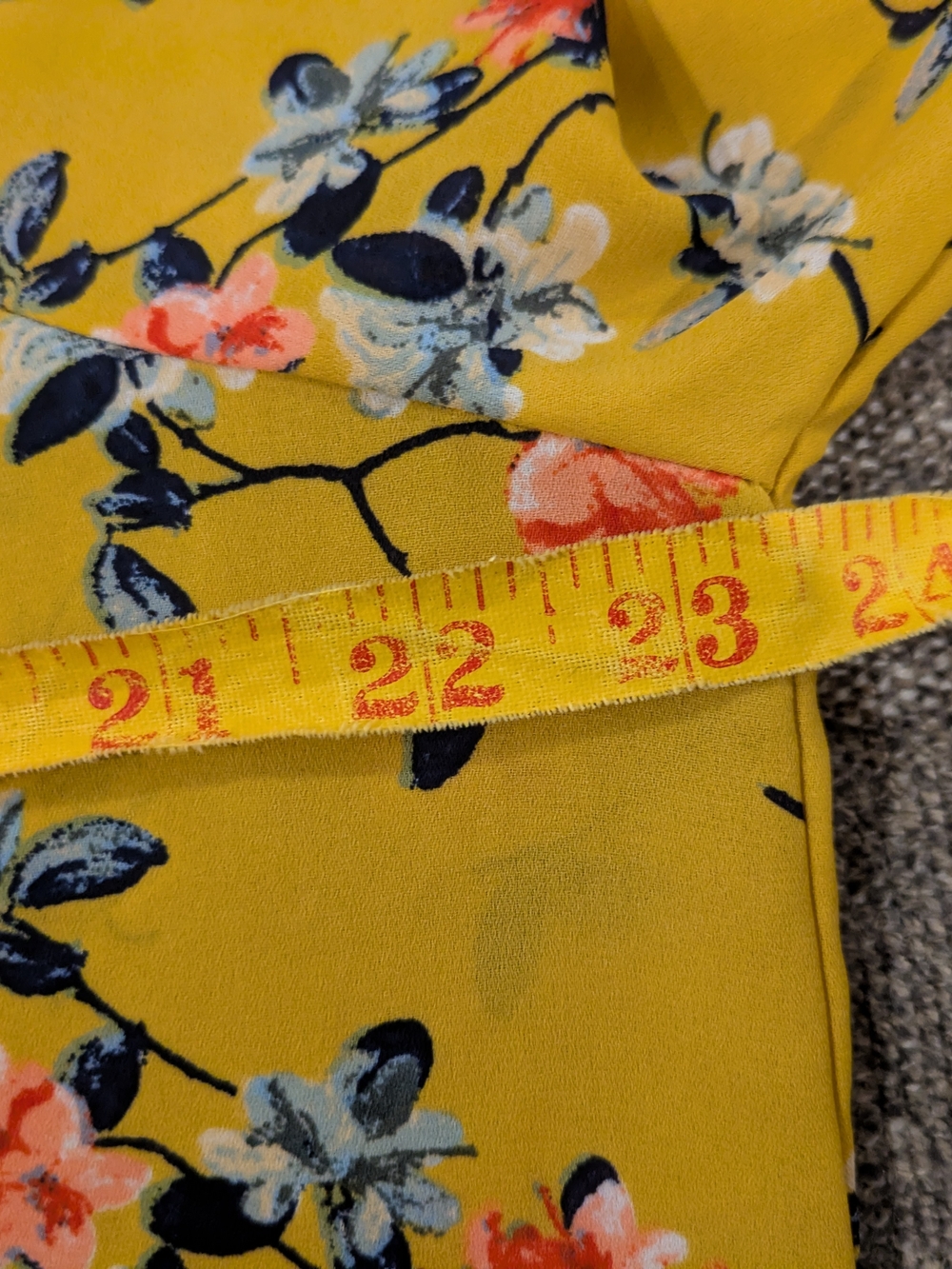 Yellow Floral Women's Blouse - Lightweight Long Sleeve - Picture 12 of 14